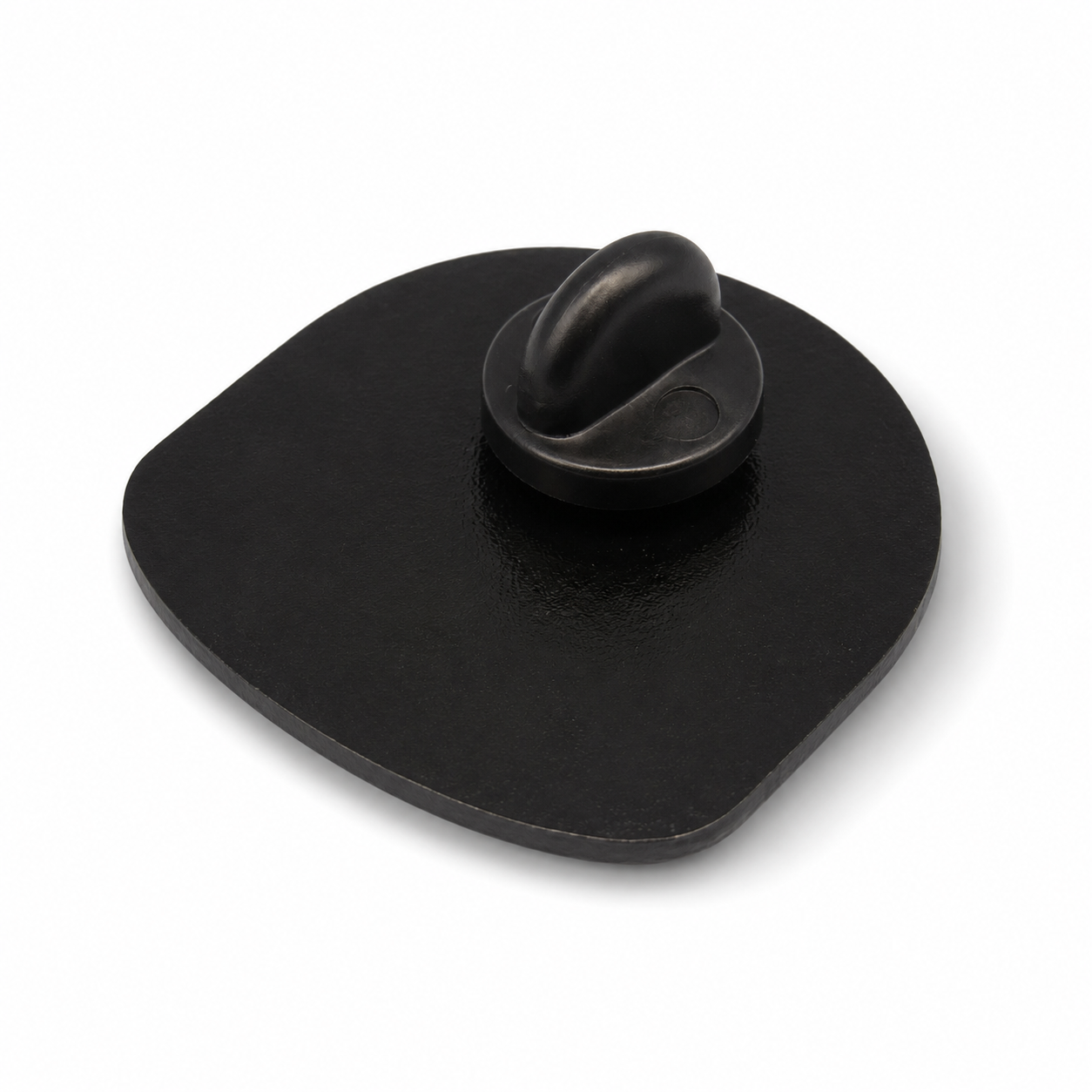 Black rubber pin backing for enamel badge with metal post