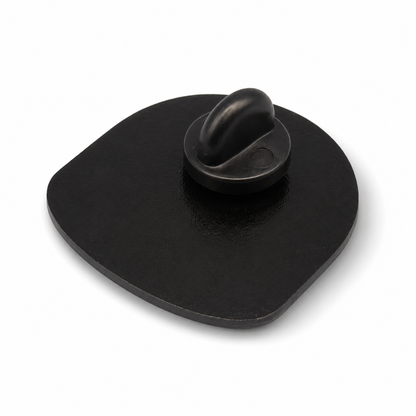Black rubber pin backing for enamel badge with metal post