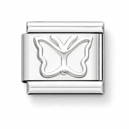 Butterfly Italian Charms | White And Silver | 9mm | Fits All Italian Bracelets