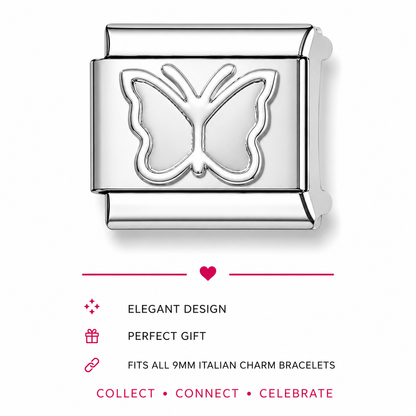 Butterfly Italian Charms | Silver | 9mm | Fits All Italian Bracelets