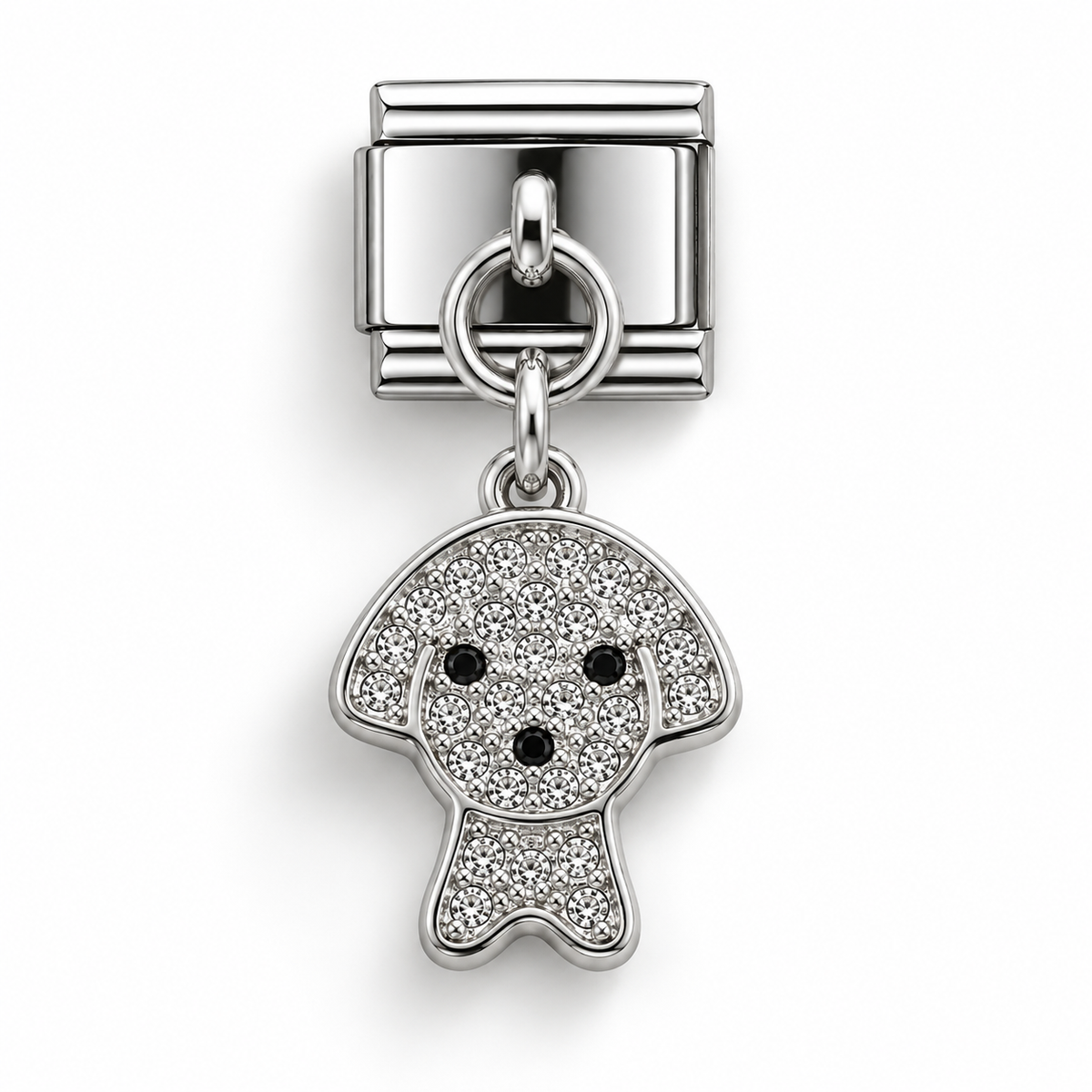 Dog Cubic Zirconia Dangle Italian Charm | 9mm | Fits All Italian Bracelets
