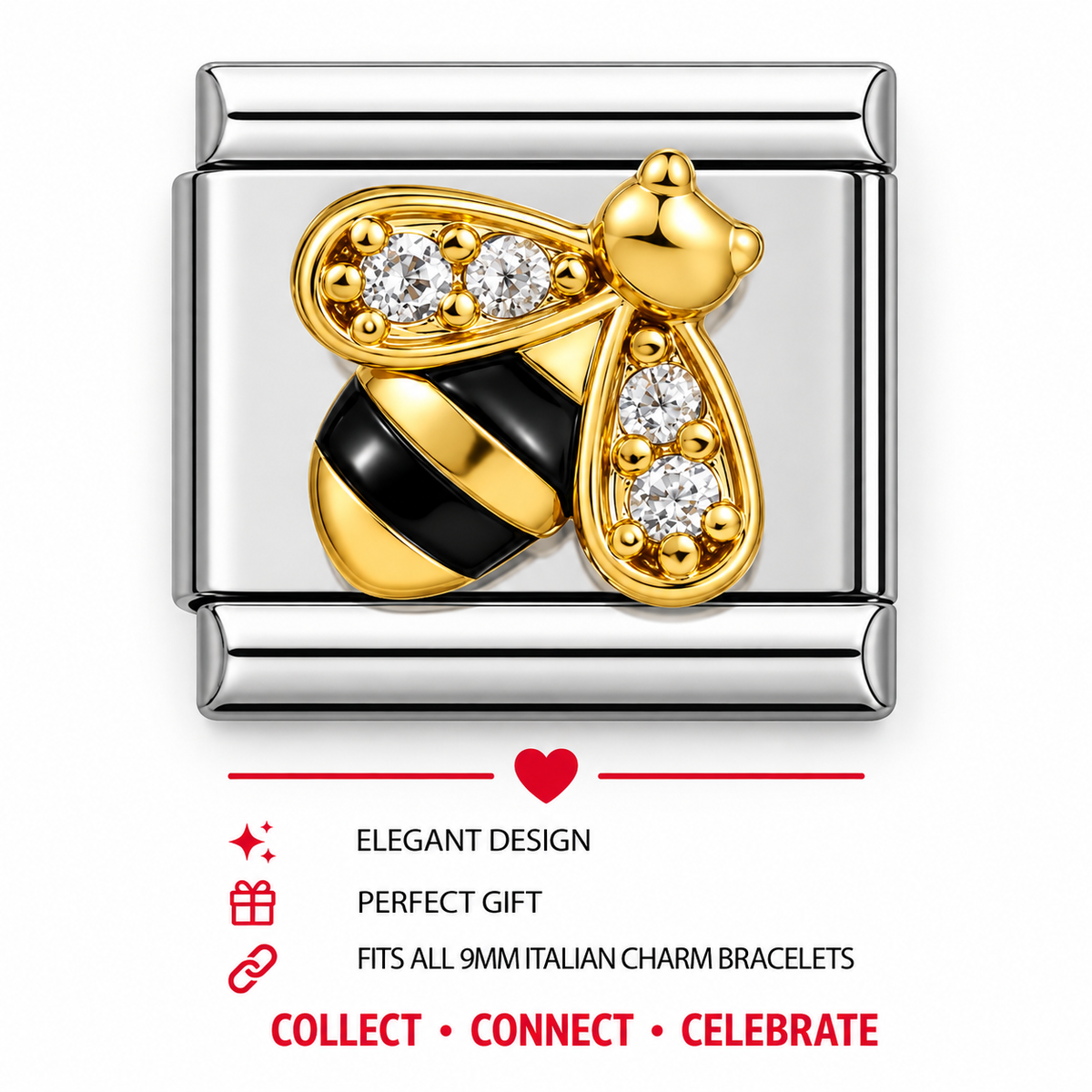 Gold Bee Italian Charm | 9mm | Fits All Italian Bracelets