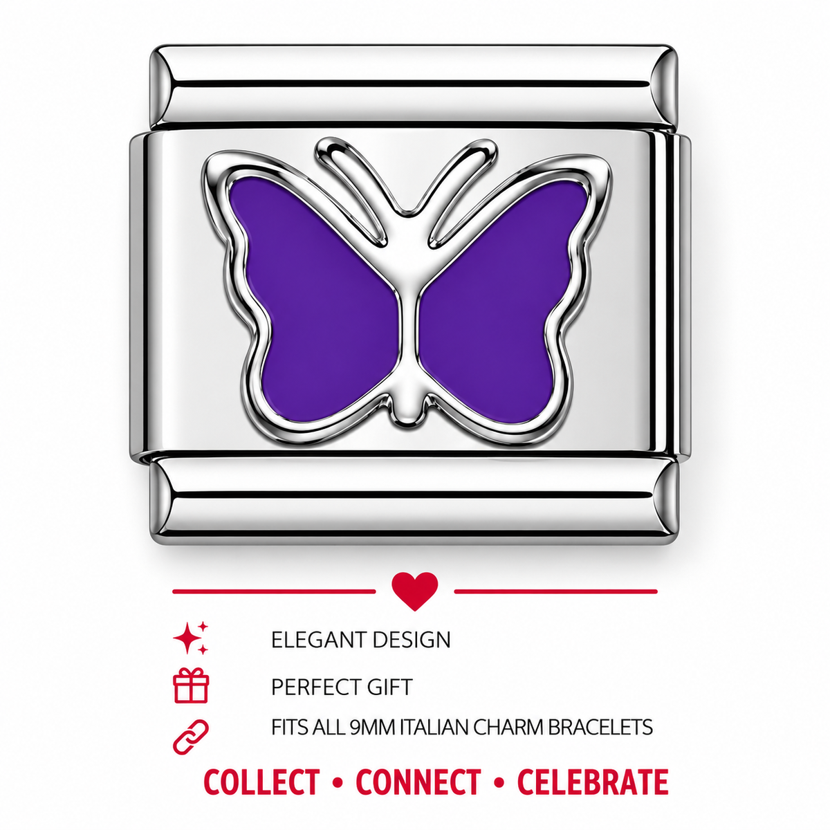 Purple Butterfly Italian Charm | 9mm | Fits All Italian Bracelets