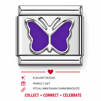 Purple Butterfly Italian Charm | 9mm | Fits All Italian Bracelets