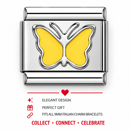 Yellow Butterfly Italian Charm | 9mm | Fits All Italian Bracelets