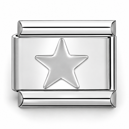 Silver Solid Star Italian Charm | 9mm | Fits All Italian Bracelets