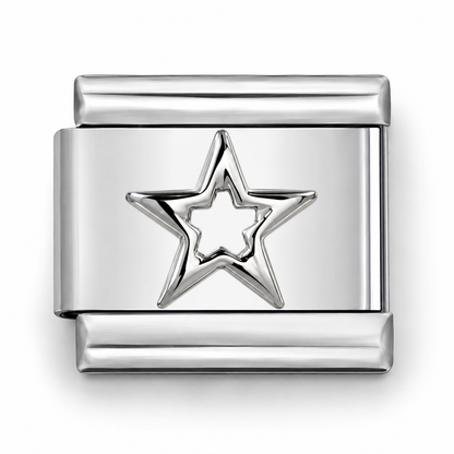 Silver Frame Star Italian Charm | 9mm | Fits All Italian Bracelets