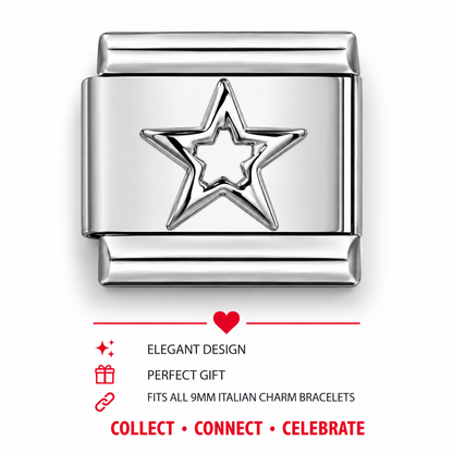 Silver Frame Star Italian Charm | 9mm | Fits All Italian Bracelets