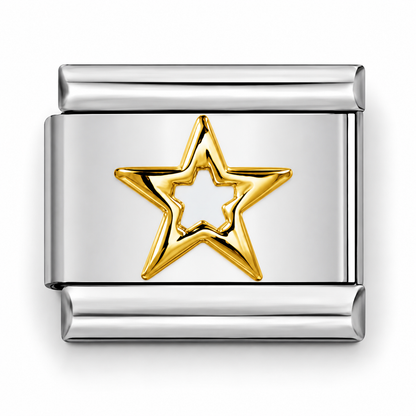 Gold Frame Star Italian Charm | 9mm | Fits All Italian Bracelets