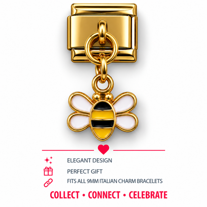 Gold Bee Dangle Italian Charm | 9mm | Fits All Italian Bracelets