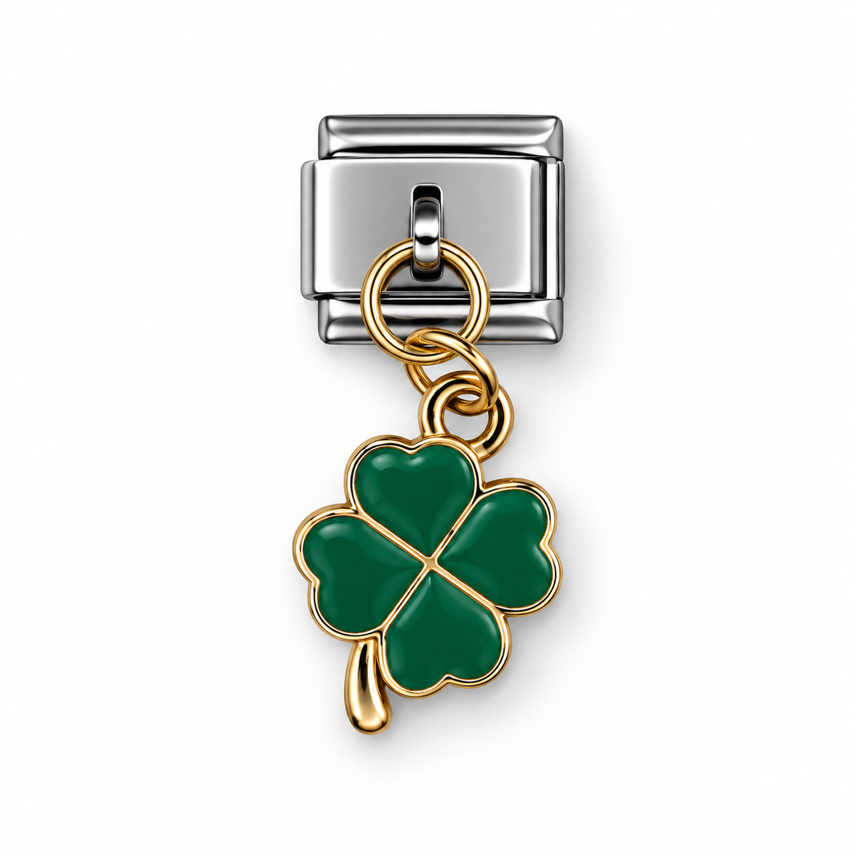 Four Leaf Clover Dangle Italian Charm | 9mm | Fits All Italian Bracelets