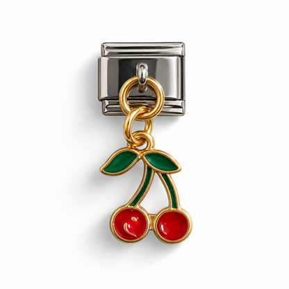 Cherry Dangle Italian Charm | 9mm | Fits All Italian Bracelets