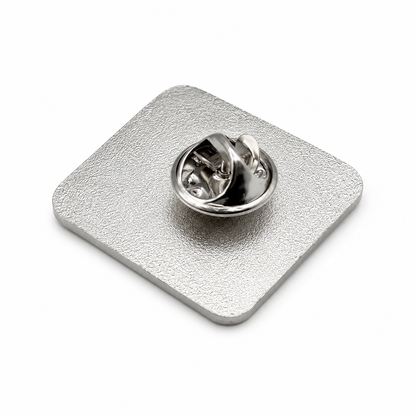 Silver metal enamel pin badge with butterfly clutch back