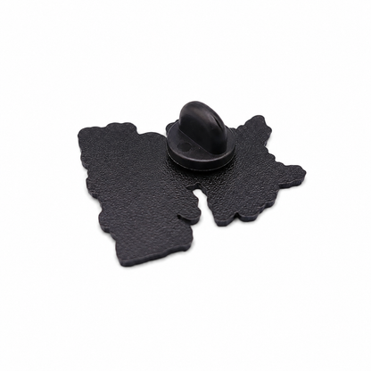 Black enamel pin clutch backing with raised center post and butterfly clasp