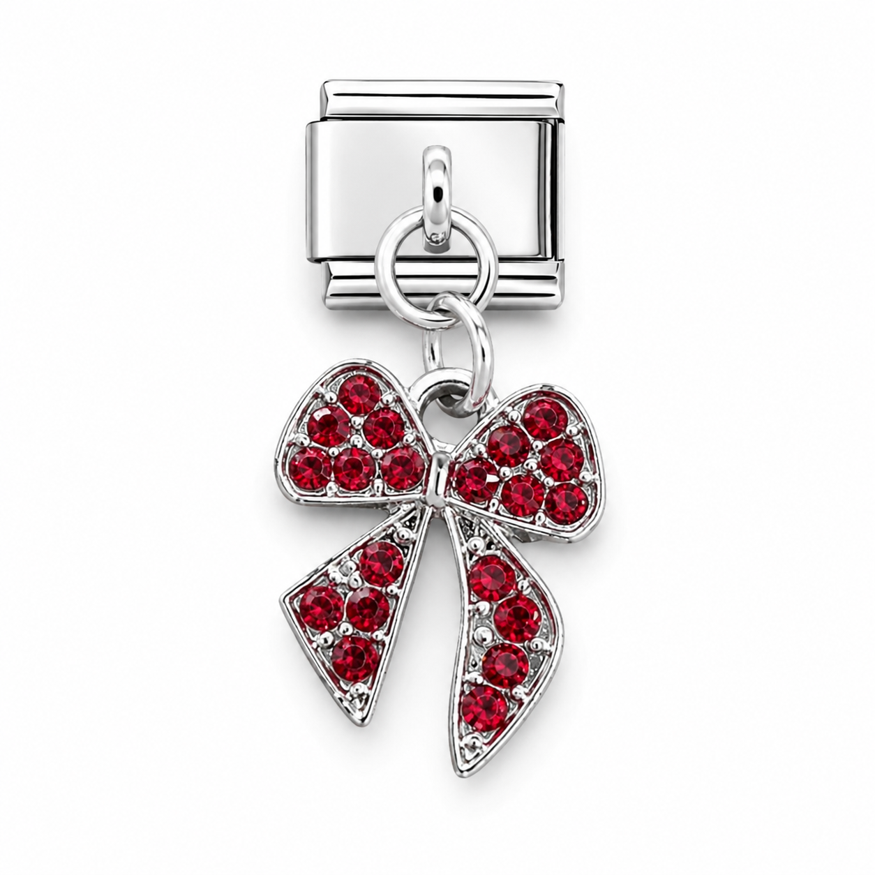 Red Bow Crystal Dangle Italian Charm | 9mm | Fits All Italian Bracelets