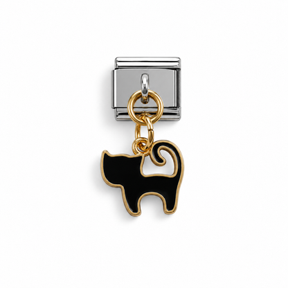 Black Cat Dangle Italian Charm | 9mm | Fits All Italian Bracelets