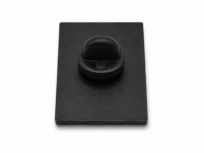 Black enamel pin badge back with circular clutch and post