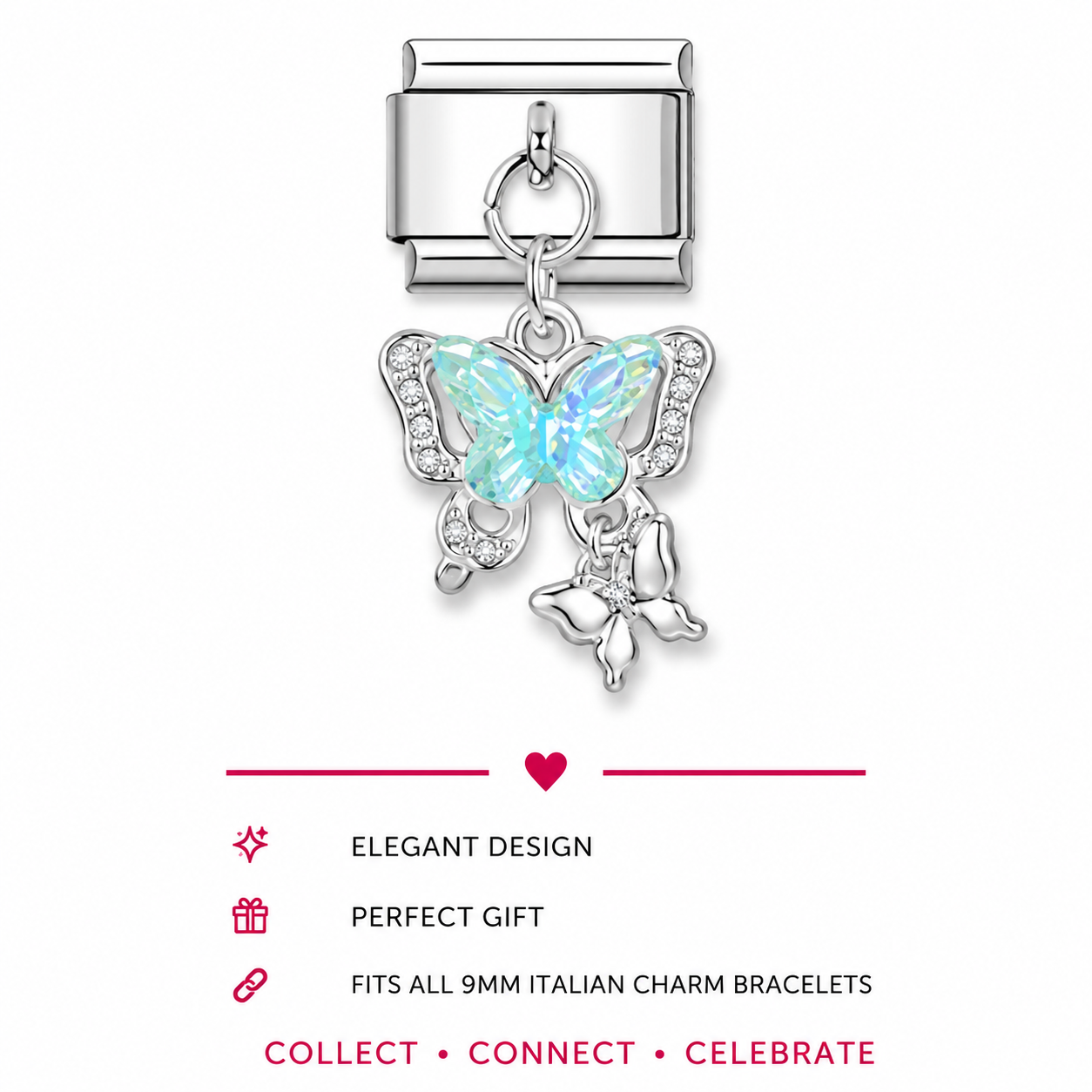 Butterfly Dangle Italian Charm | 9mm | Fits All Modular Bracelets