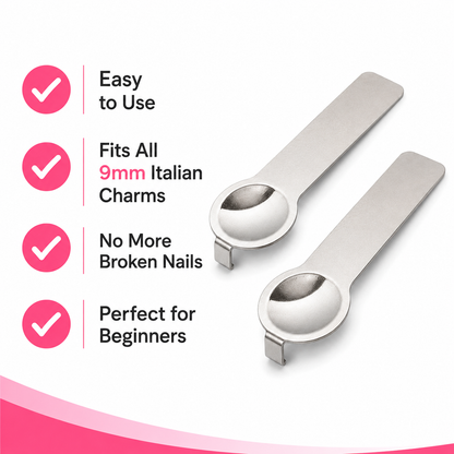Two-piece stainless steel Italian charm bracelet link removal tool set with oval end heads