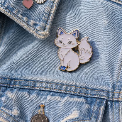 White Fox / Vixen Enamel Pin Badge