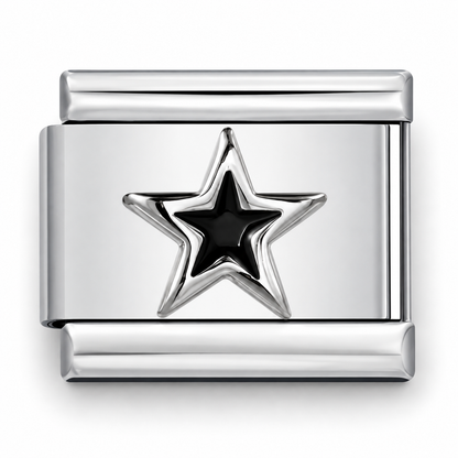 Black Enamel Star Italian Charm | 9mm | Fits All Italian Bracelets