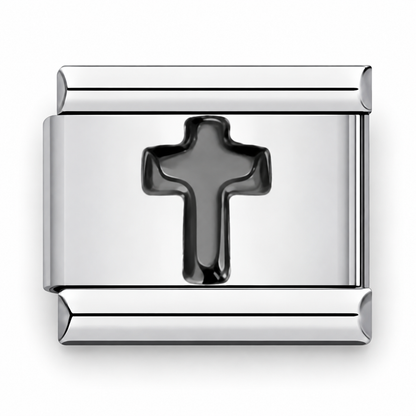Black Cross Italian Charm | 9mm | Fits All Italian Bracelets