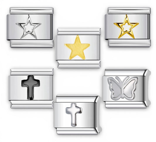 Cross, Star, Butterfly italian charms Fits all 9mm italian charms including nomination 