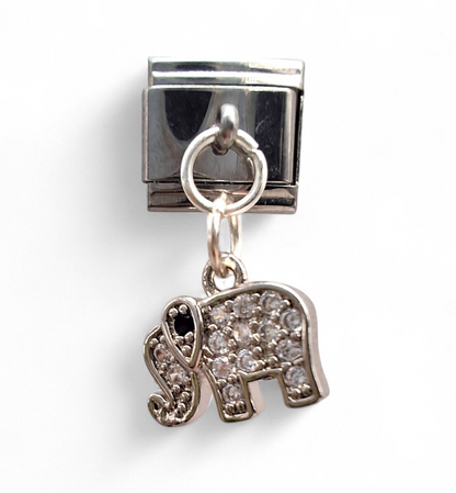 elephant crystal Italian dangle charm