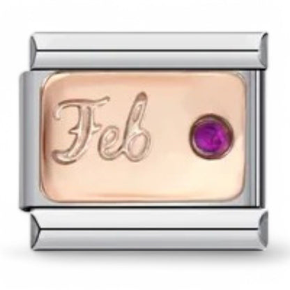 February birthstone italian charm