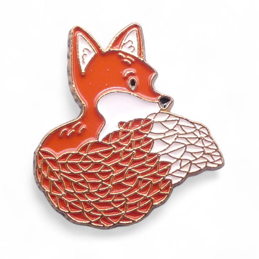 curled up fox vixen enamel pin badge  