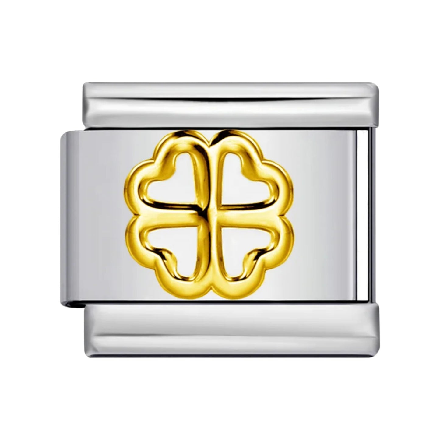 Gold four leaf clover italian charm