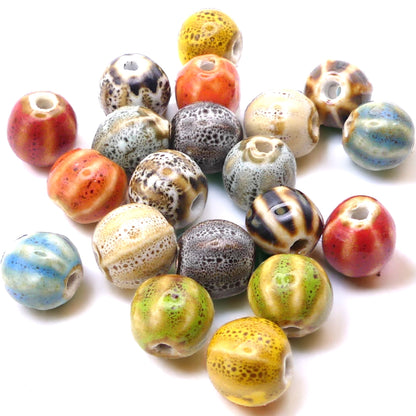 20 large Ceramic beads, 11mm ceramic beads with 2.5mm hole