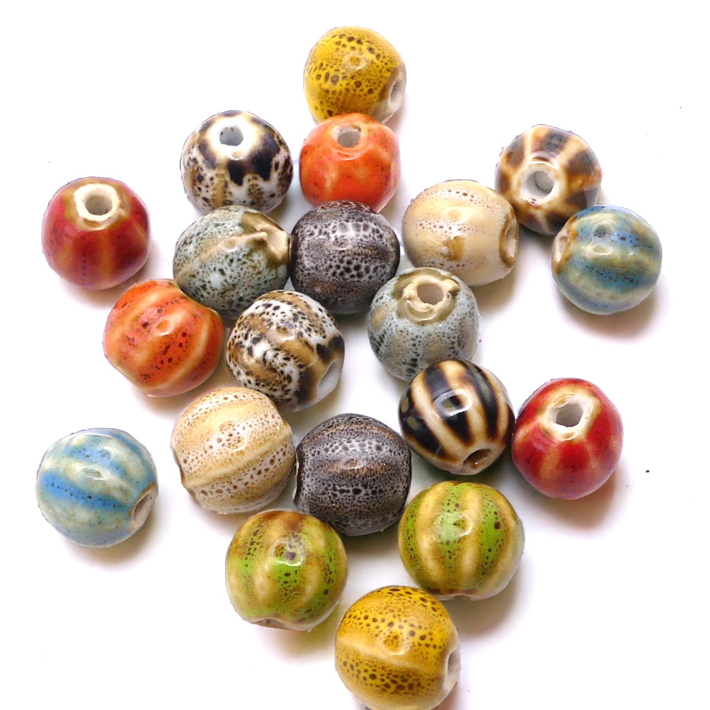 20 large Ceramic beads, 11mm ceramic beads with 2.5mm hole