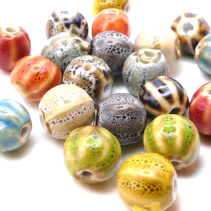 20 large Ceramic beads, 11mm ceramic beads with 2.5mm hole