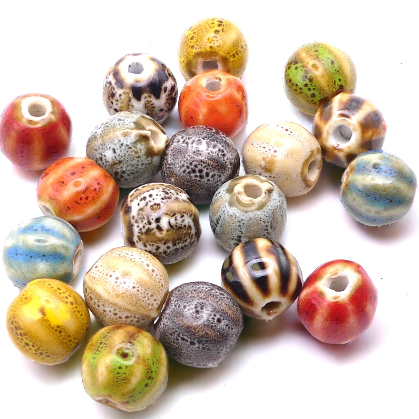 20 large Ceramic beads, 11mm ceramic beads with 2.5mm hole