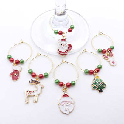 Set Of 6 Christmas Wine Glass Charms Ideal Festive Table Decoration Secret Santa