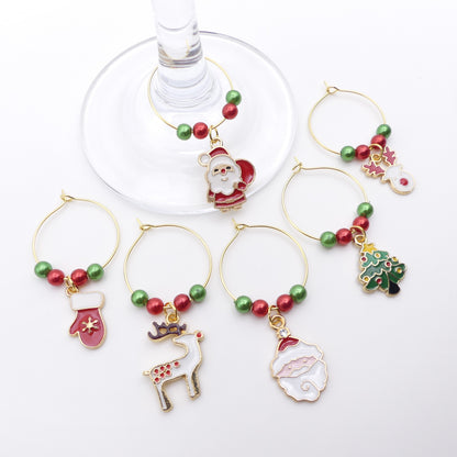 Set Of 6 Christmas Wine Glass Charms Ideal Festive Table Decoration Secret Santa