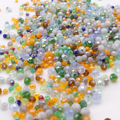1500 Glass Beads Faceted, Mixed Size.  Glass Crystal Beads. 50g.
