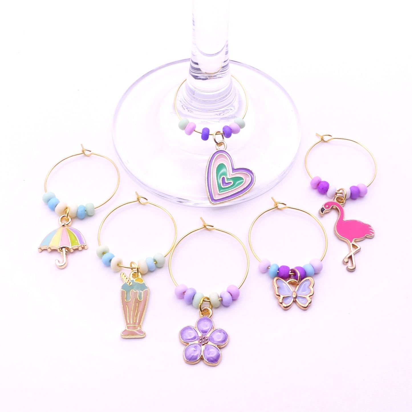 Set Of 6 Wine Glass Charms