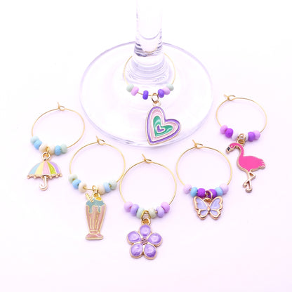 Set Of 6 Wine Glass Charms