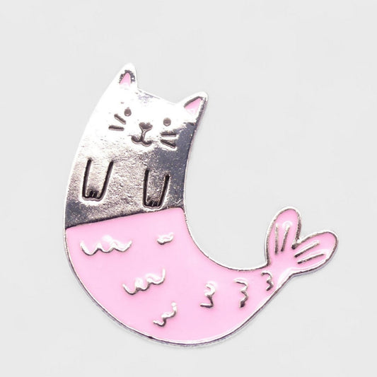 Pink and silver mercat enamel pin badge 