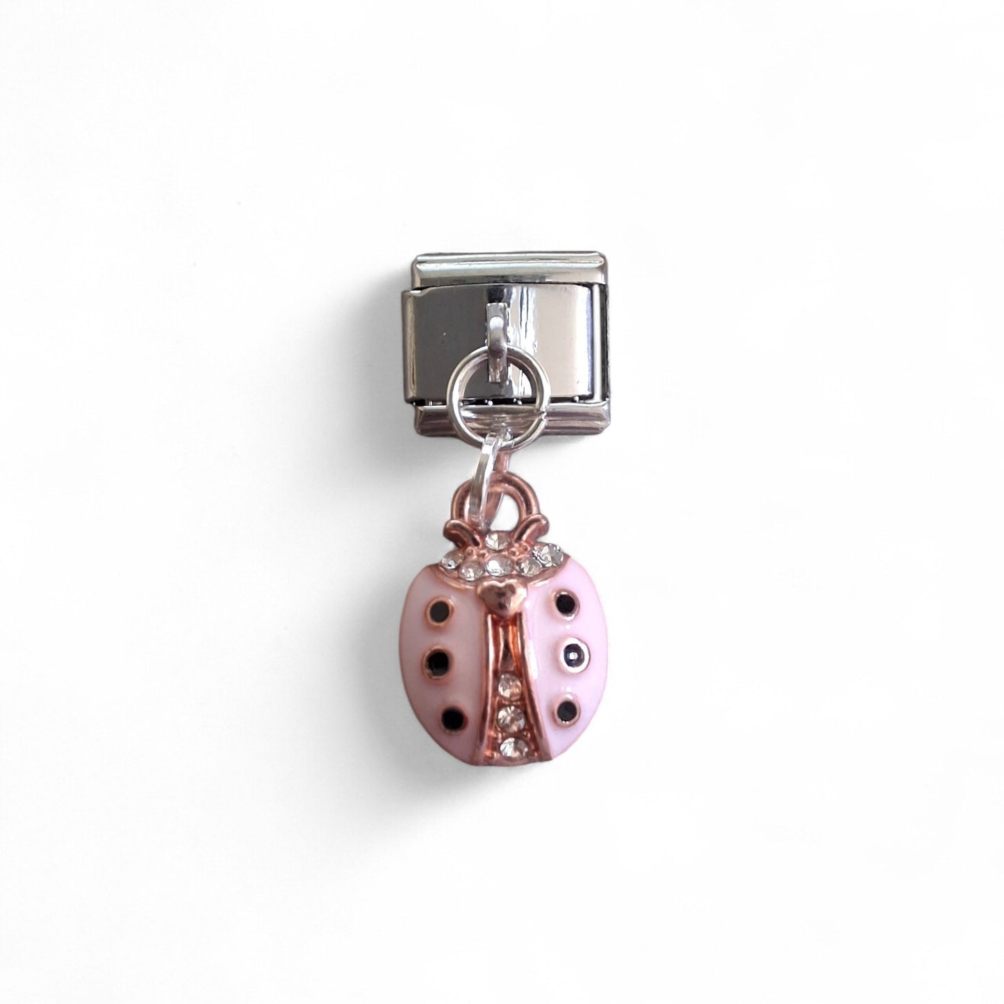 Pink ladybug Italian dangle charm 