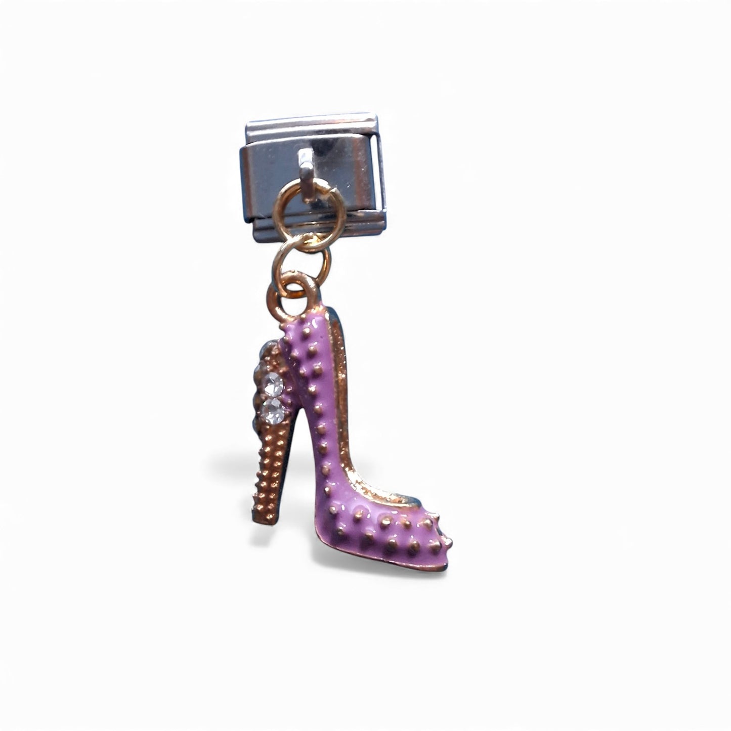 Purple high-heeled shoe Italian dangle charm