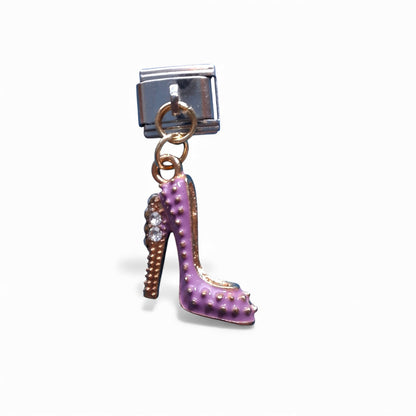 Purple high-heeled shoe Italian dangle charm