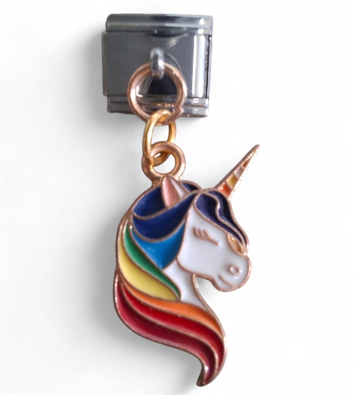 Rainbow unicorn Italian dangle charm 