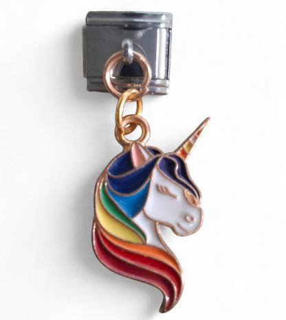 Rainbow unicorn Italian dangle charm 