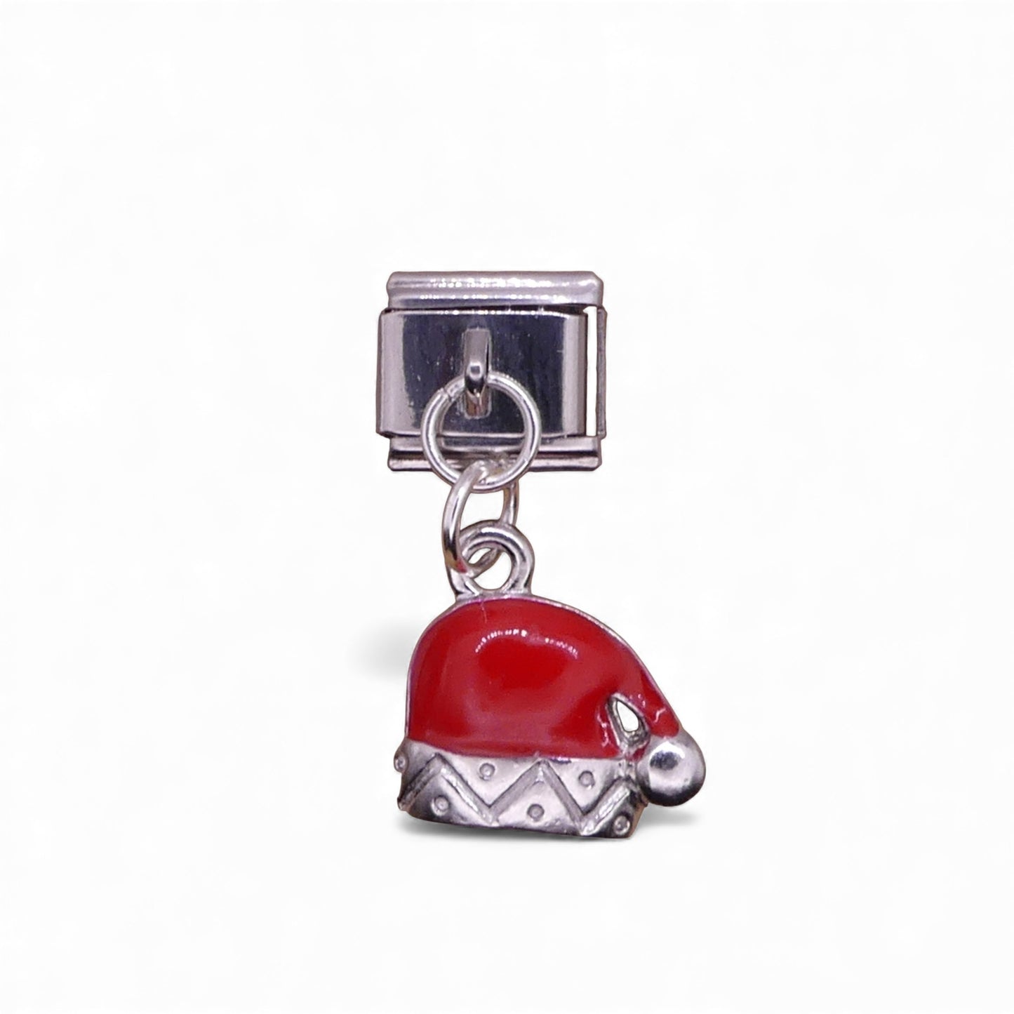 Red with silver accents Santa hat Italian charm