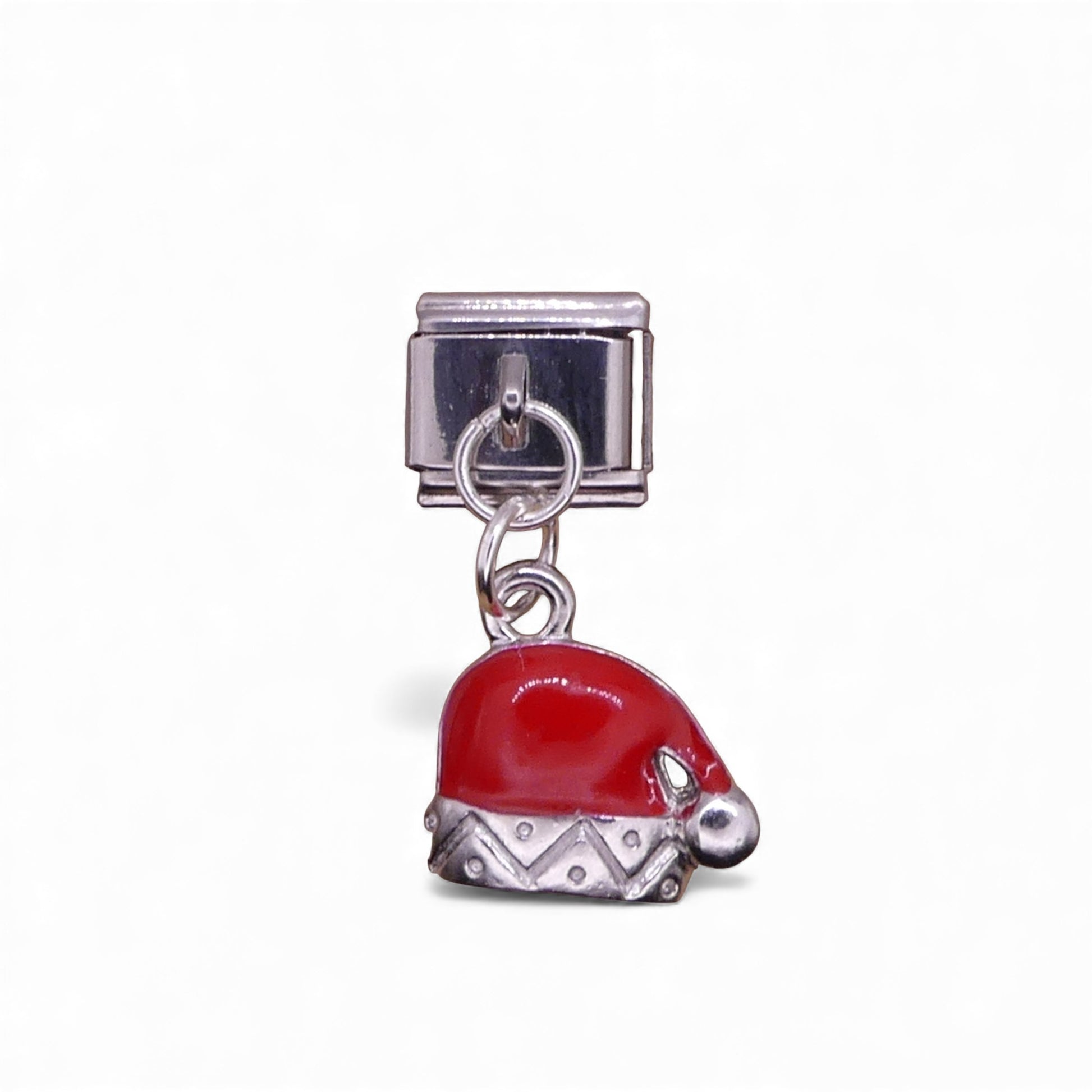 Red with silver accents Santa hat Italian charm