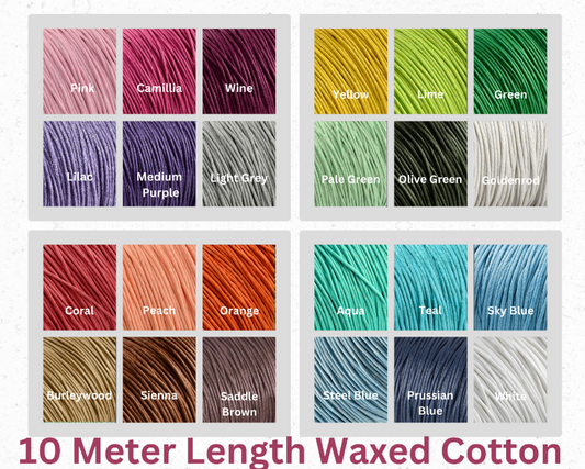 10 Meter 1mm Waxed Cotton Cord