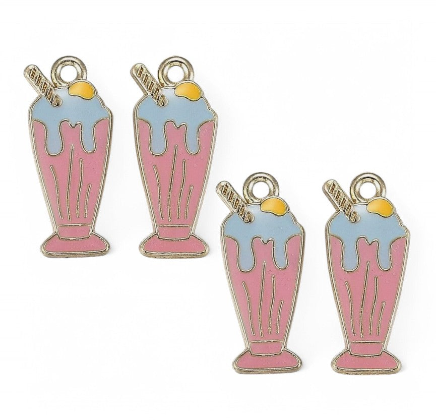 4 Ice Cream Sundae Enamel Charms